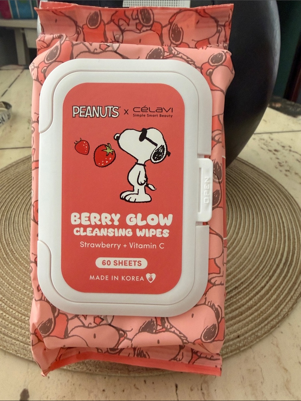 Peanuts x Celavi Berry Glow Cleansing Wipes — 2 Pack Strawberry x Vitamin C